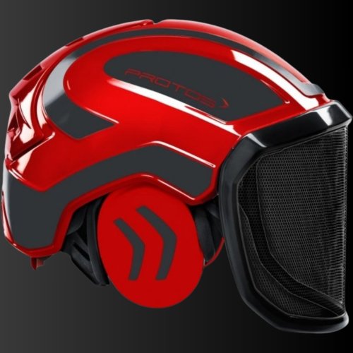 Casque Protos Integral Forest rouge et gris