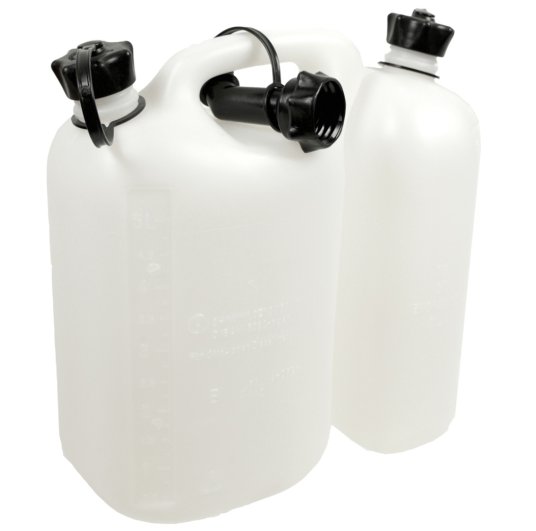 Jerrican double transparente (essence/huile)  5+3 litres de Oregon