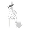 Explication du dispositif de blocage de l'antichute mobile pour travaux sur corde ASAP LOCK de Petzl