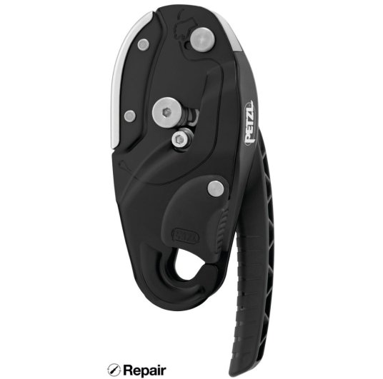 Descendeur auto-freinant compact noir Rig réparable de Petzl