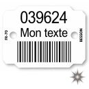 Plaquettes d'identification en 33mm avec 2 lignes + codes-barres marqué au laser de Le Besson