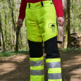 Arrière des jambières de protection anticoupure Roadrunner Flash jaune de SIP PROTECTION